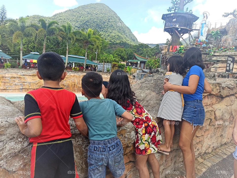 Kids Watching Wave Pool