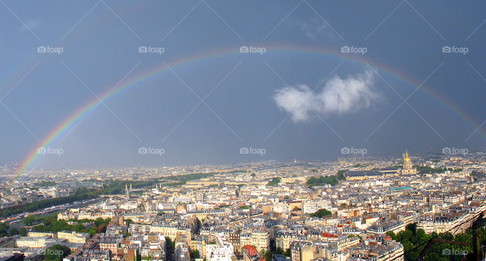 sky rainbow town france by markfoapp