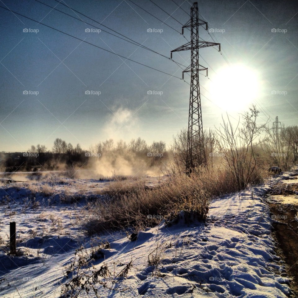 snow river winter sun by nakoda