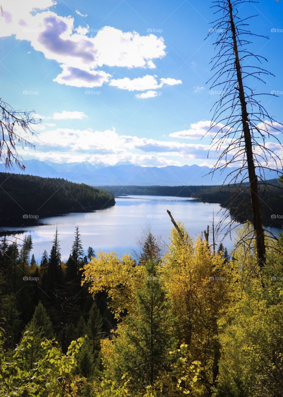 Montana lake and mountains. 