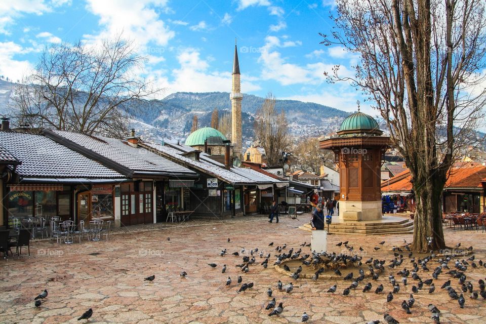 Sarajevo. Main square in Sarajevo Old Town. 