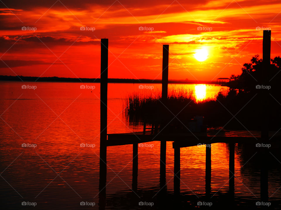 Dramatic sky over river