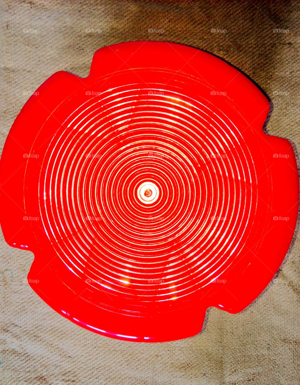 red plastic designed stool