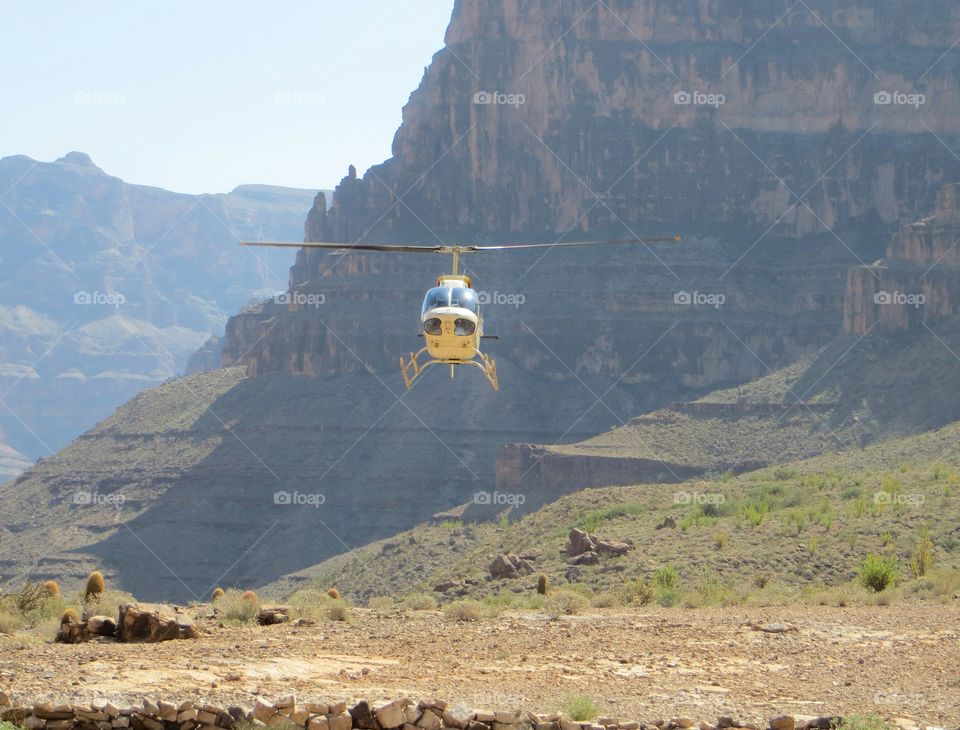 Helicopter over the mountain 
