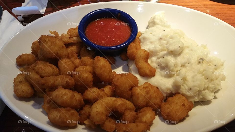 Shrimp and Mashed Potatoes. Lunch