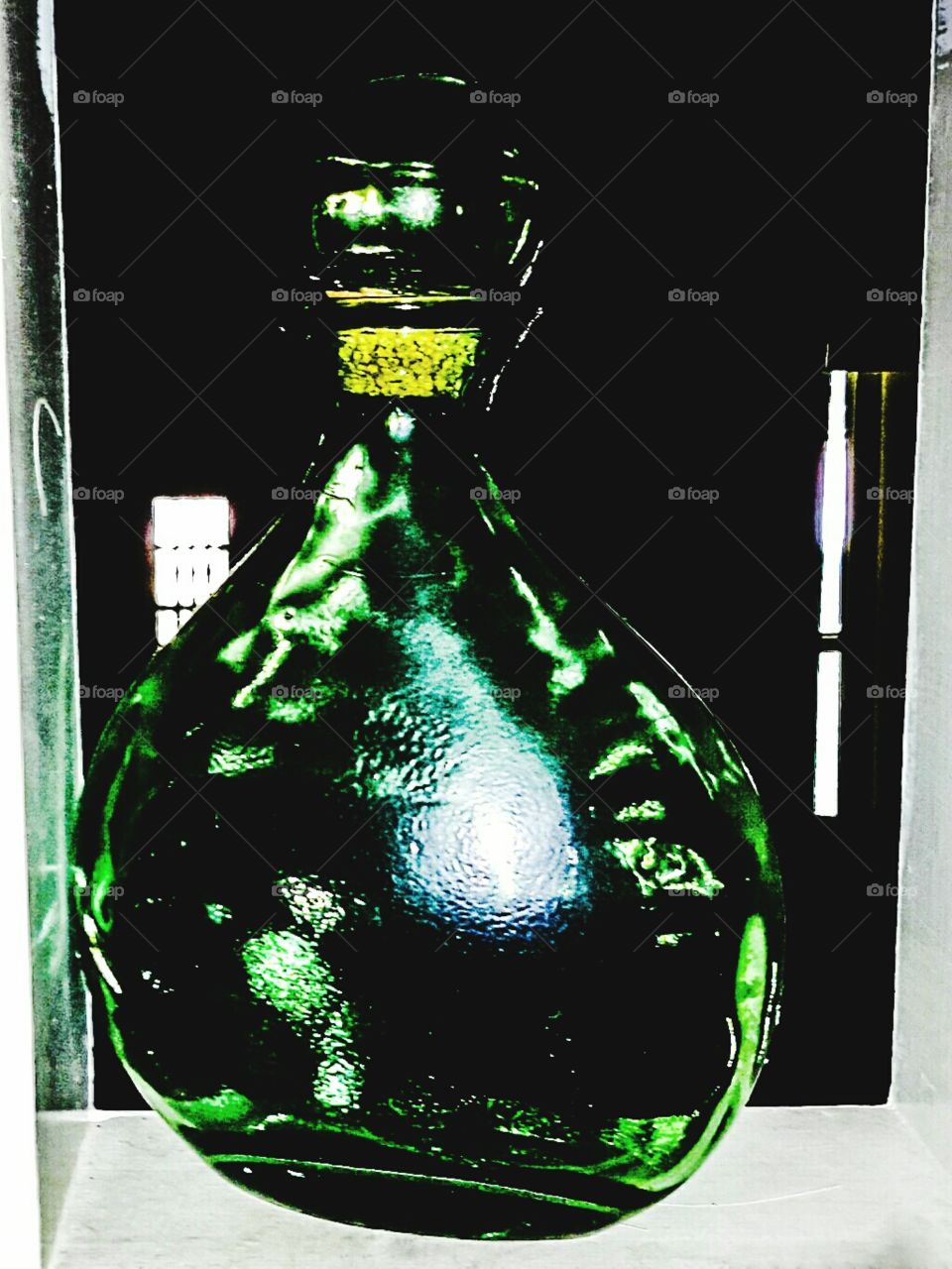 Green Glass Bottle. Green glass bottle still life