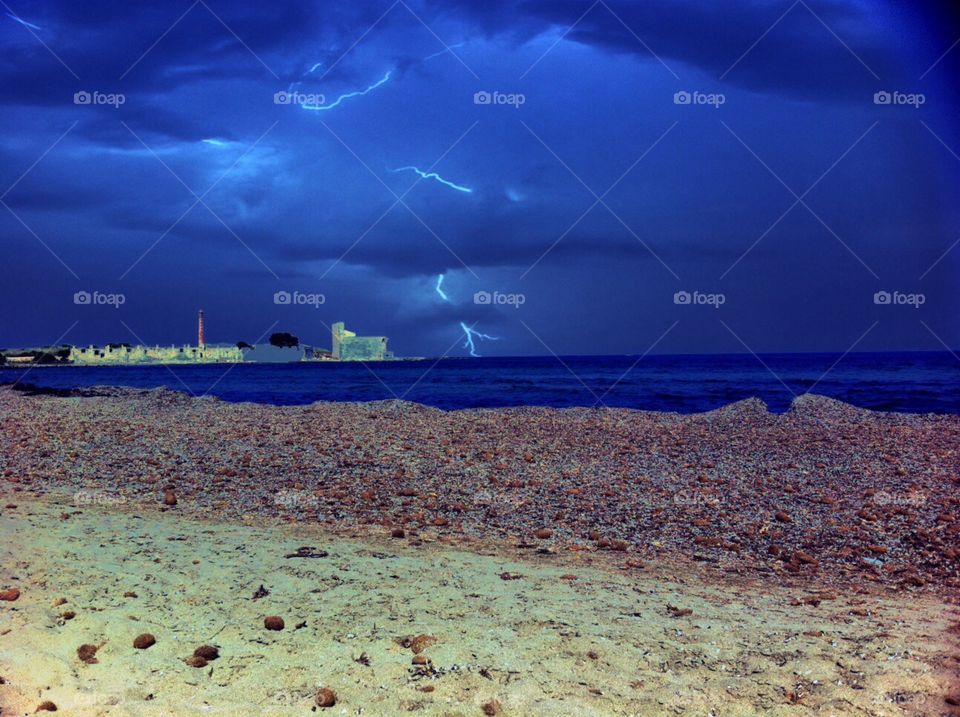 beach with lightning 