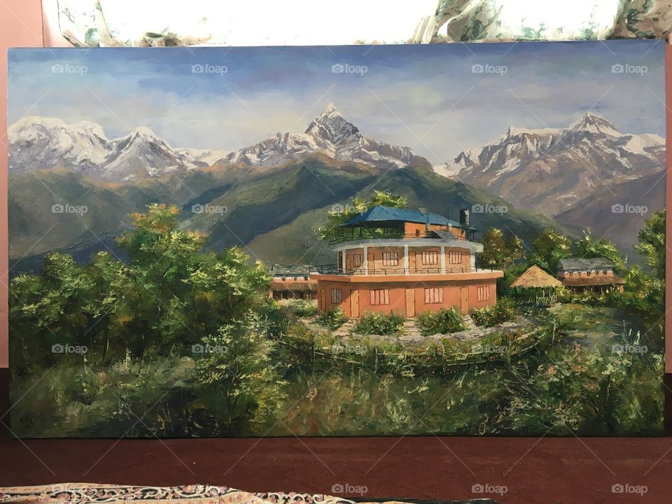Oil art landscape of Nepal