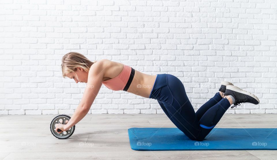 woman working out at home