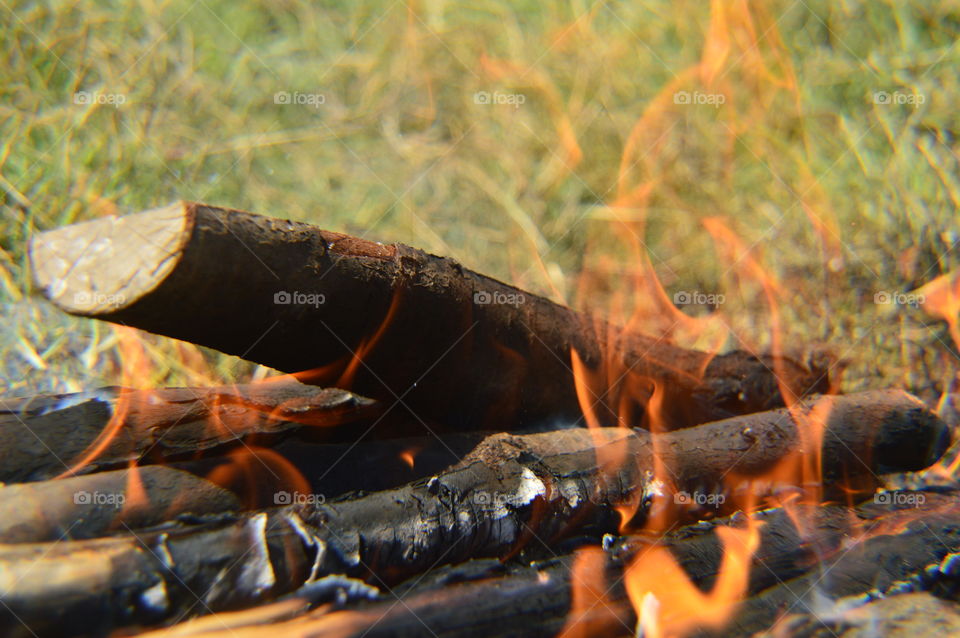 a bonfire in the open air