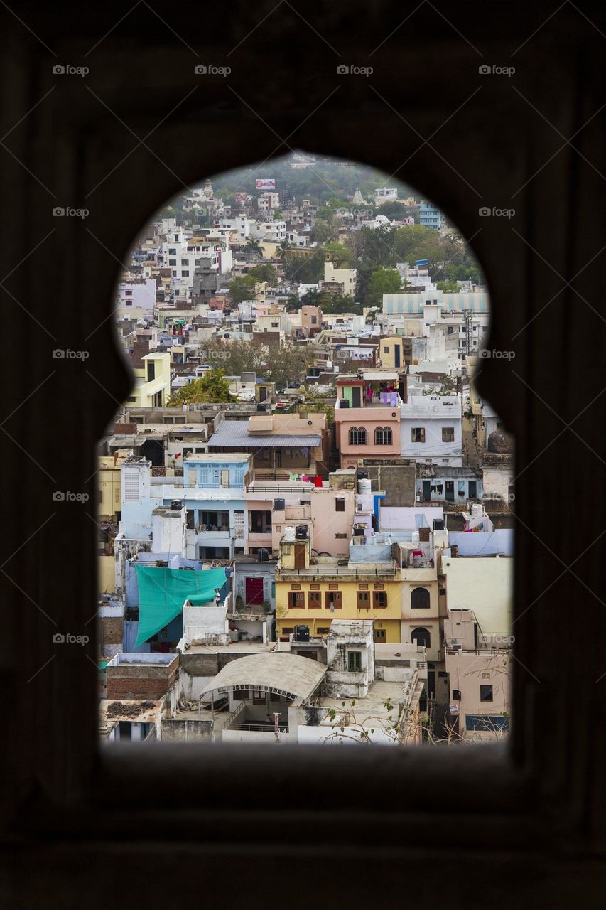 udaipur city through a window