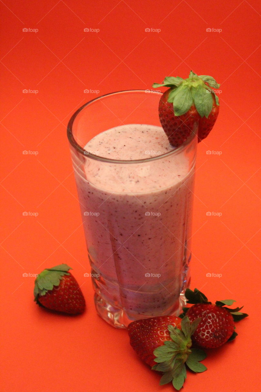 Bright strawberry smoothie