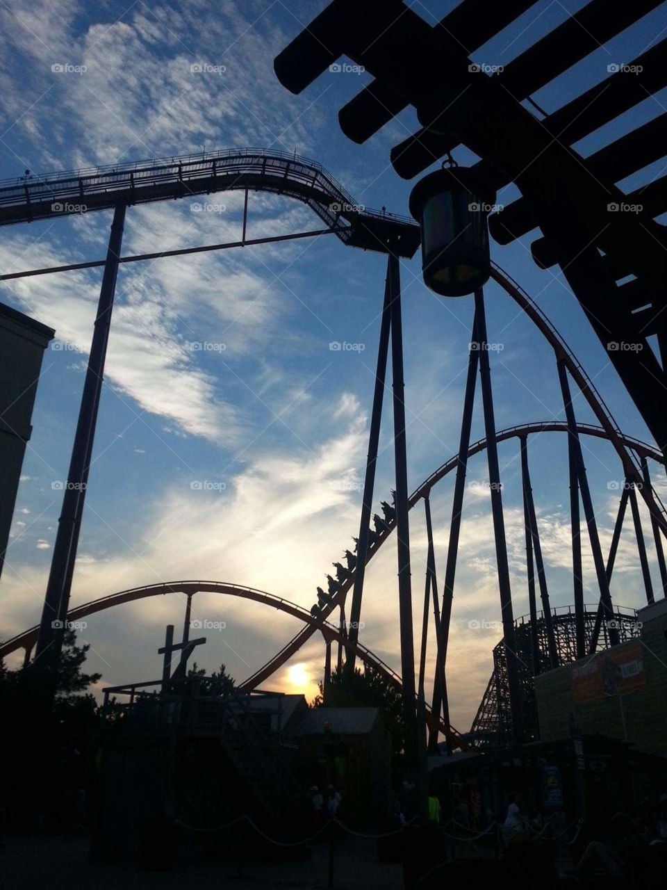 Silhouette - roller coaster against the skyline