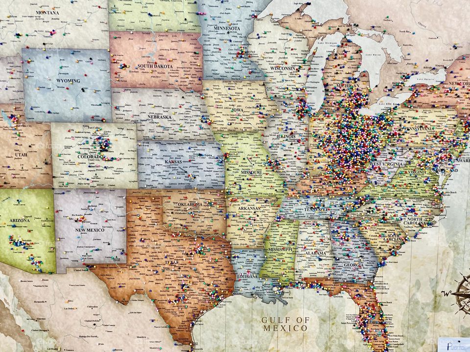 Pins on a map, show me where you’re from, maps of the United States, mapping out the country, where you’re from 