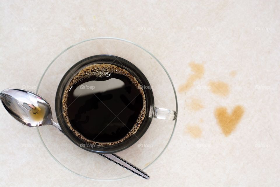 High angle view of coffee cup