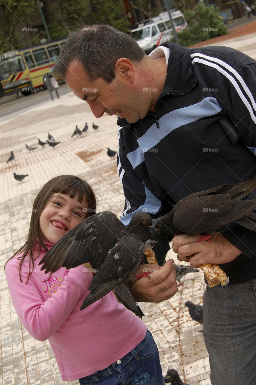Feeding the pigeons