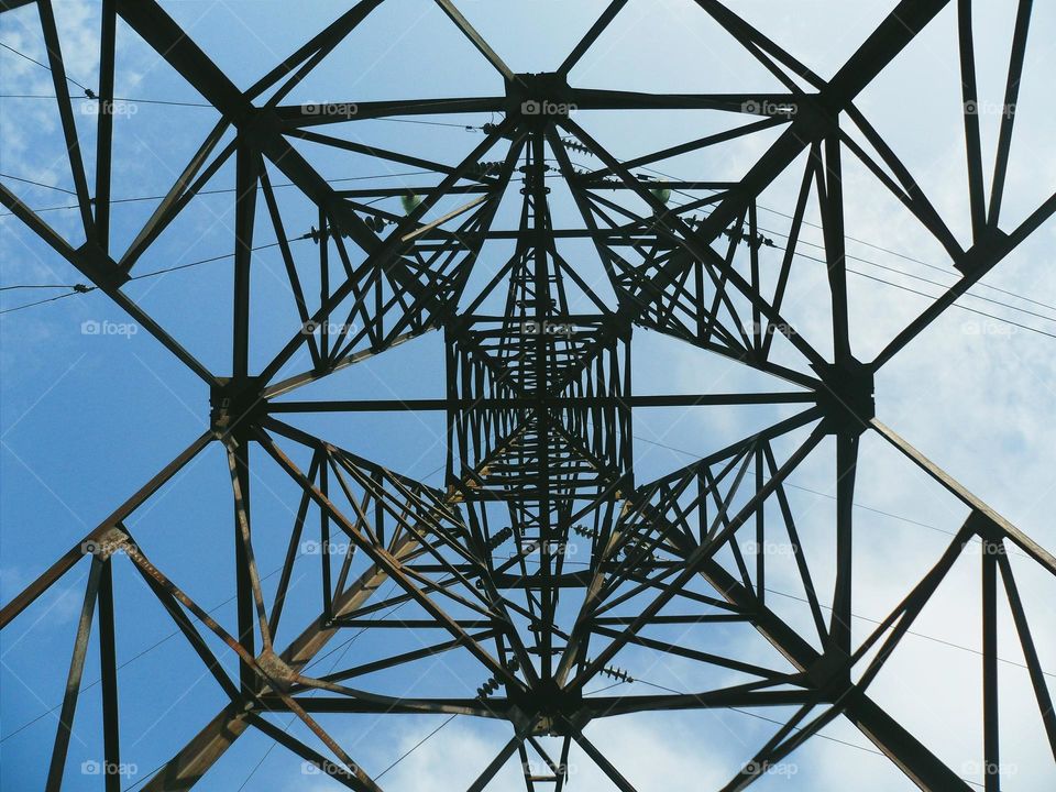 Electric support against the sky