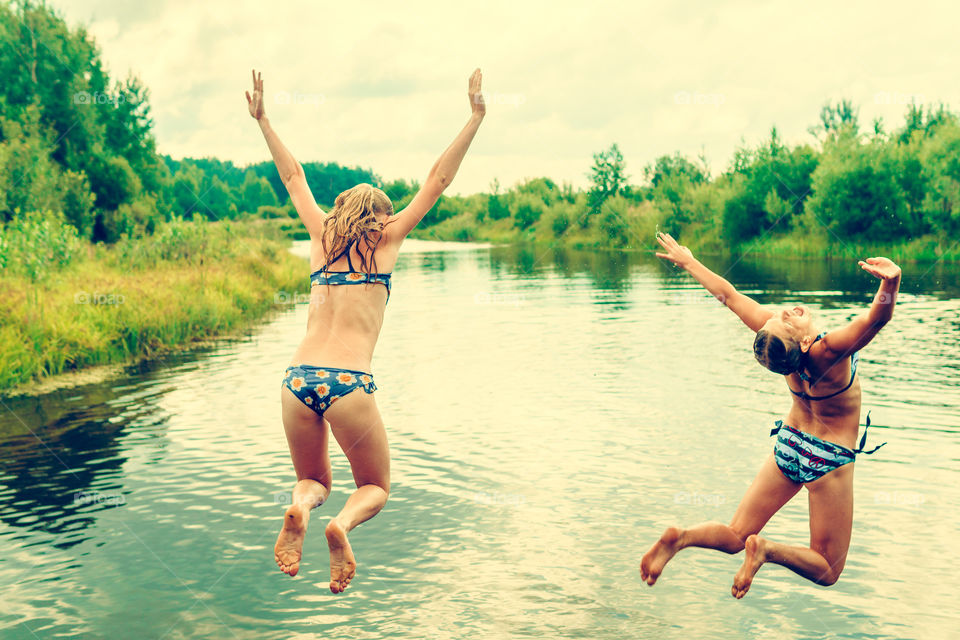 Jumping in the water