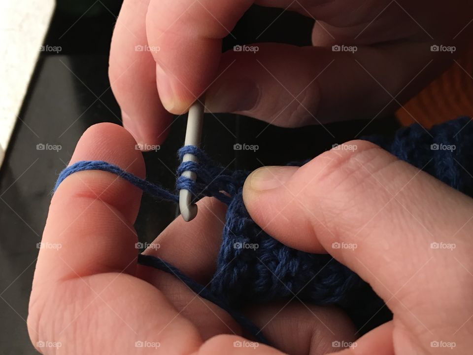 Woman's hand knitting