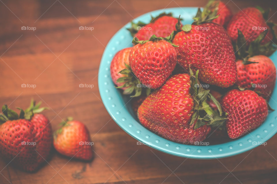 Red Strawberries in a Blue Bowl 3