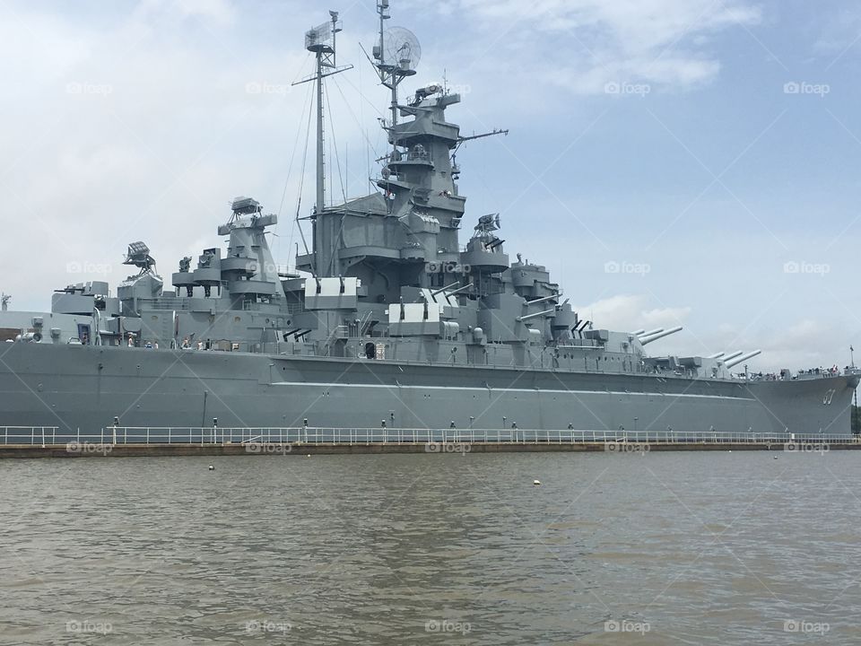 USS Alabama Battleship in Mobile Bay. Decommissioned war ship. 