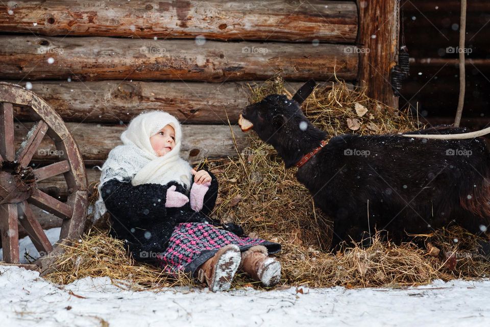 Portrait of little Caucasian girl feeling fear