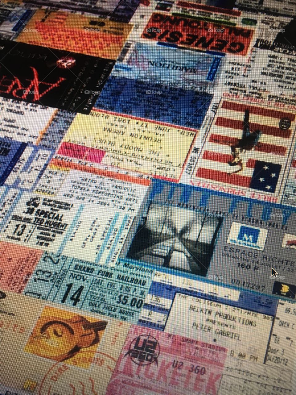 Concert ticket collage.