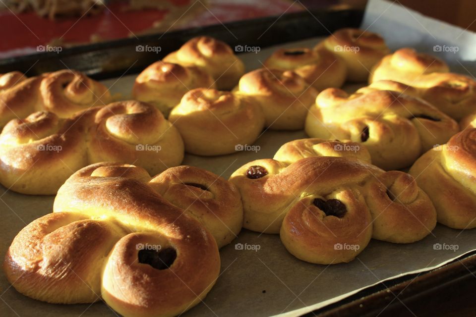 Homemade luciabuns christmas baking