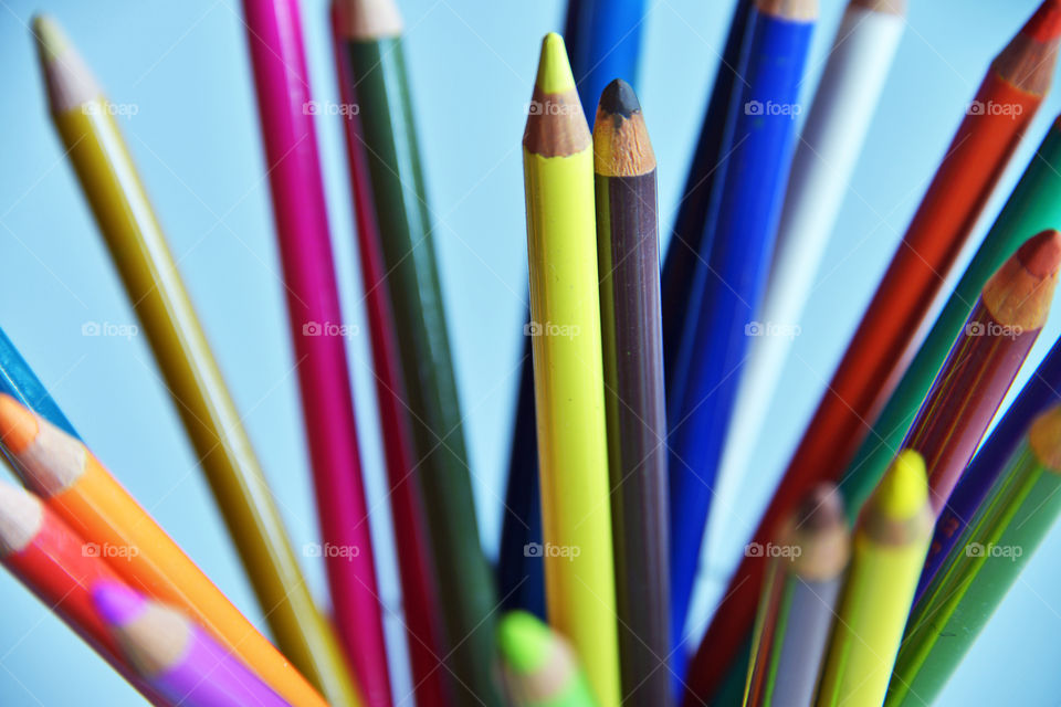 Close-up of colored pencils