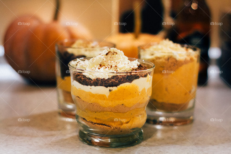 Pumpkin pie in a glass
