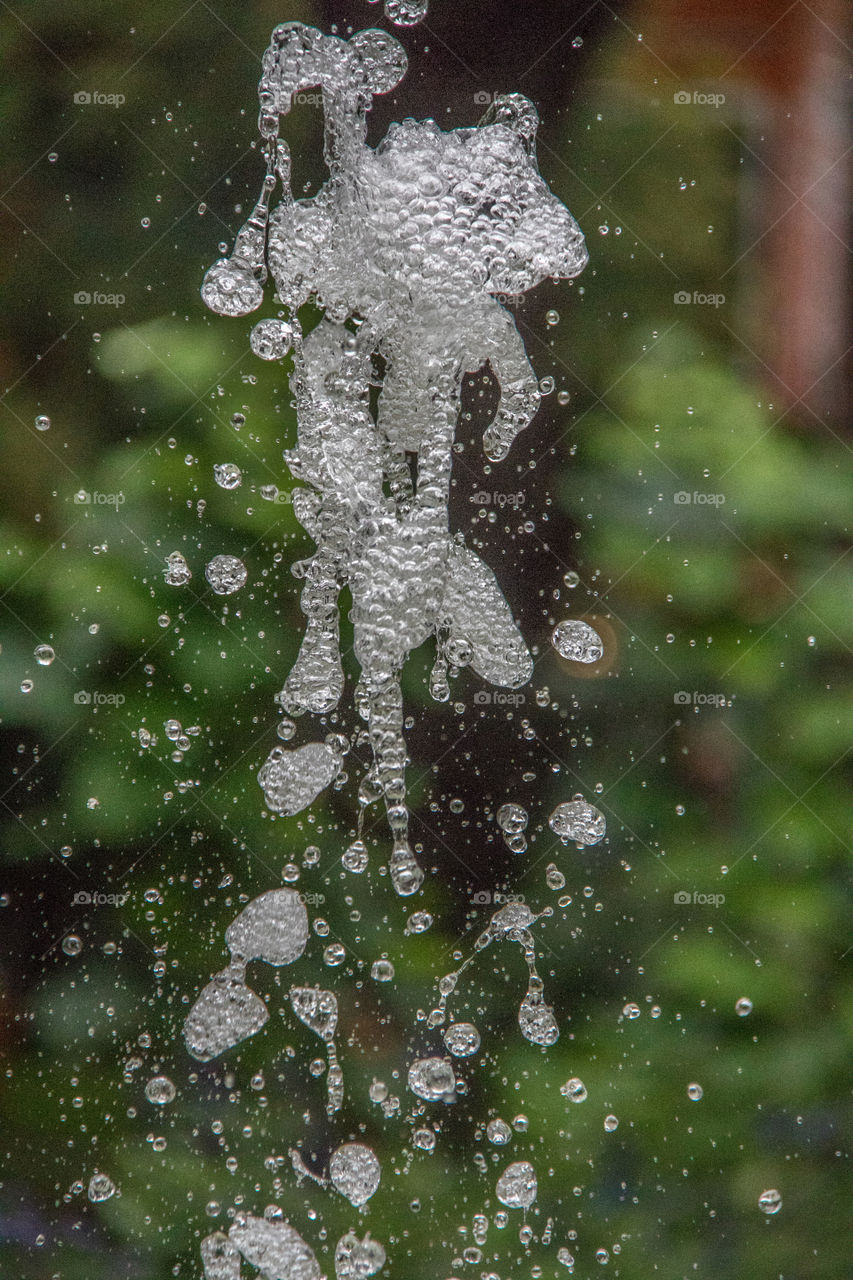 Water droplets in a fountain 