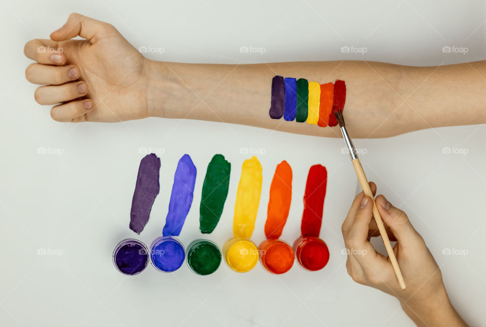 Rainbow on the hand.