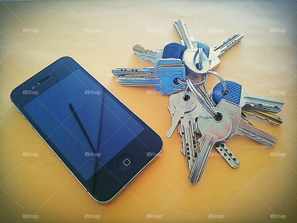 smartphone and keys