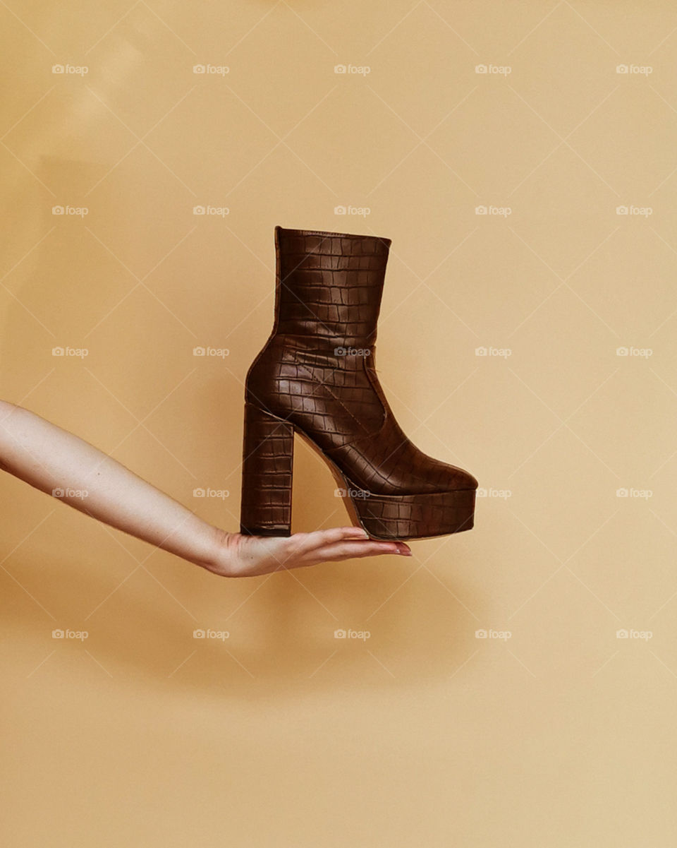 Platform Vintage 70s shoes croc Brown heels