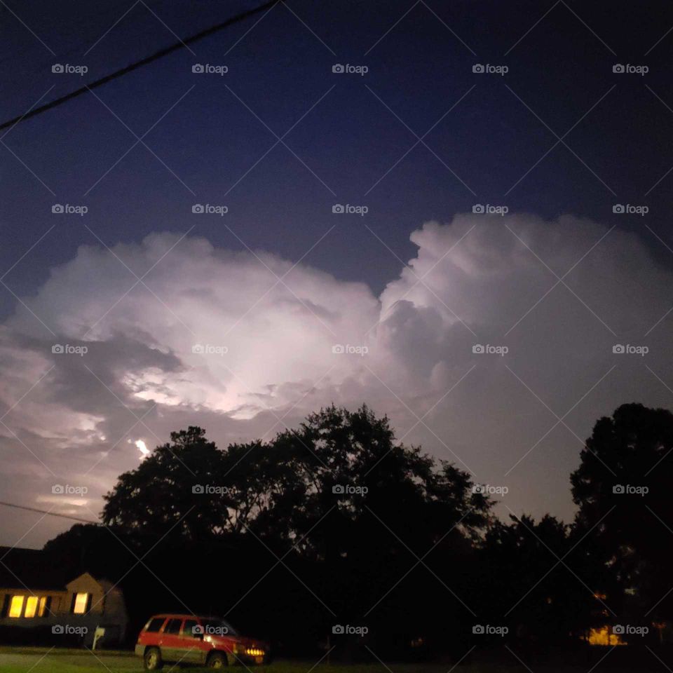 lightning storm inside the clouds