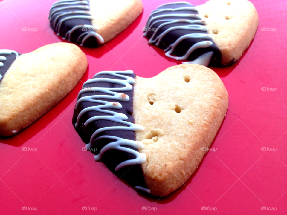 Heart cookies with chocolate