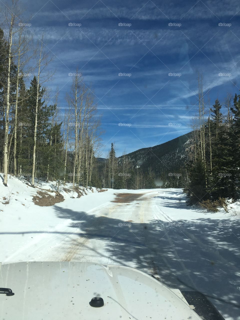 Down a snowy path
