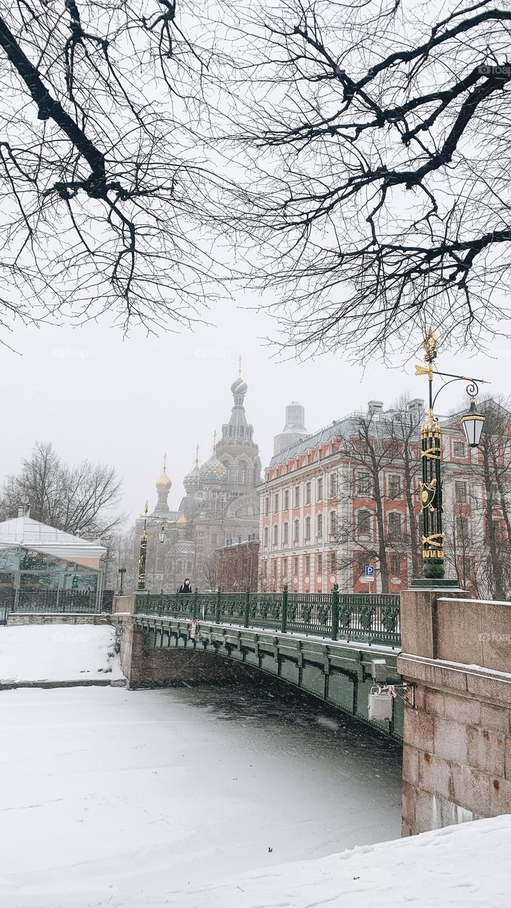 View of streets of St. Petersburg in winter