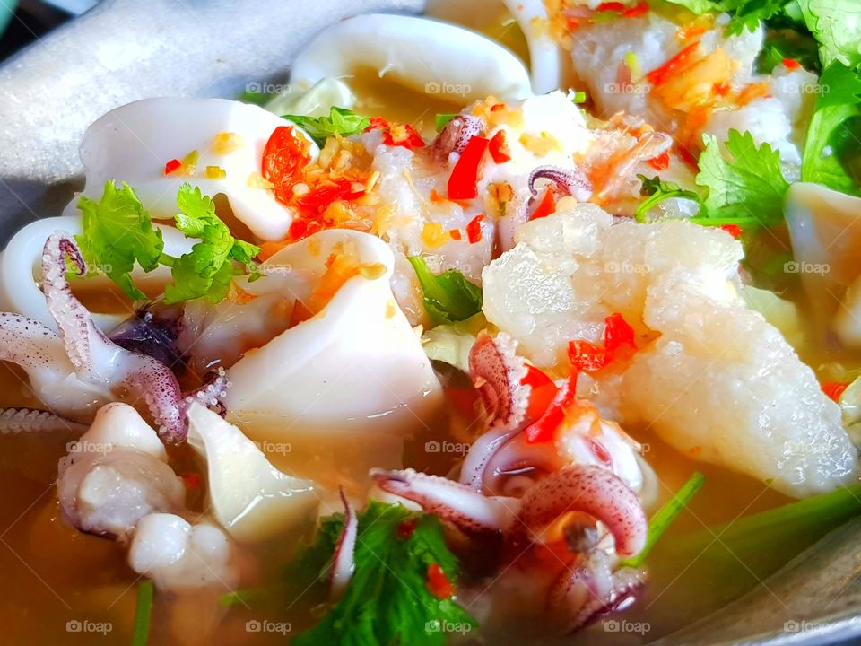 Squid in lemon juice