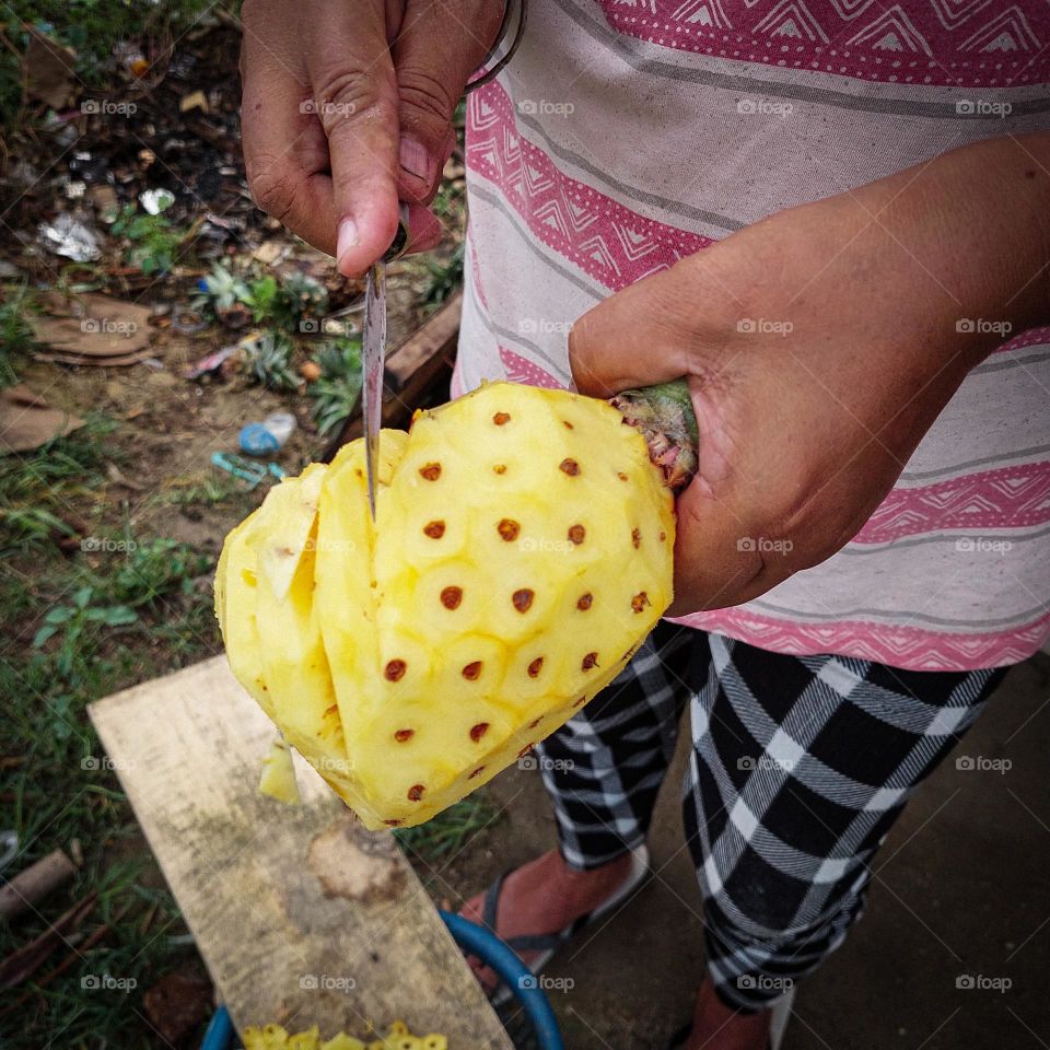 Peeled pineapple