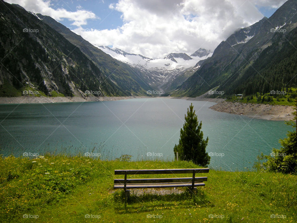 meadow mountain lake cloud by shotmaker