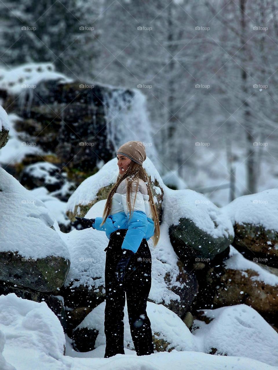 pretty girl at the snow