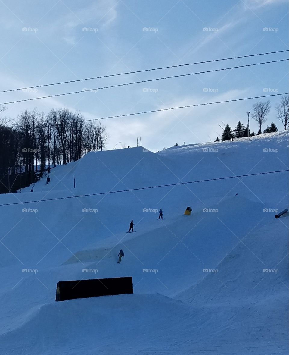 half pipe on ski slope