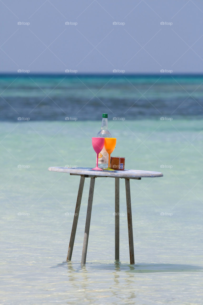 beach ocean table glasses by chrille_b