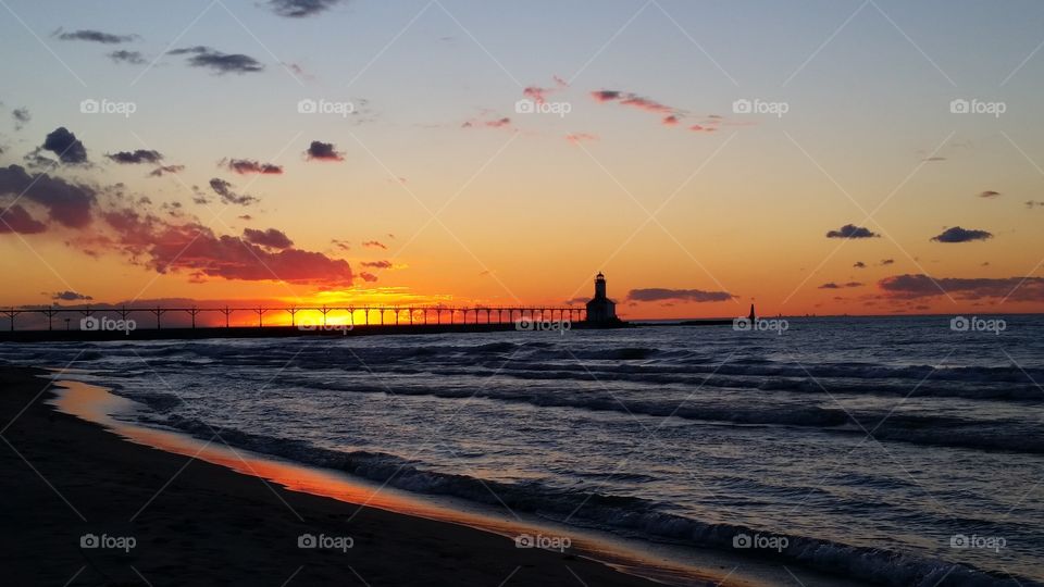 Lake Michigan Spring Sunset