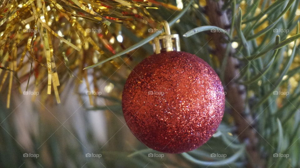 Close-up of red christmas bubble