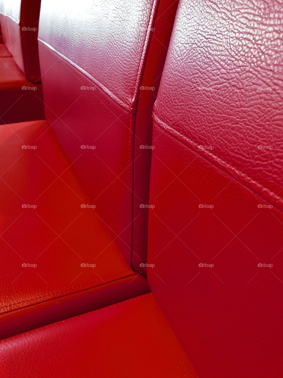 Closeup of red leather seats