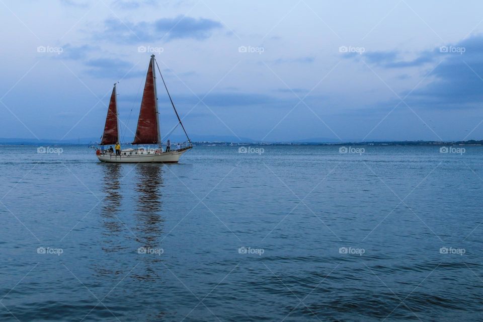 Sailing in the sea, evening hour!