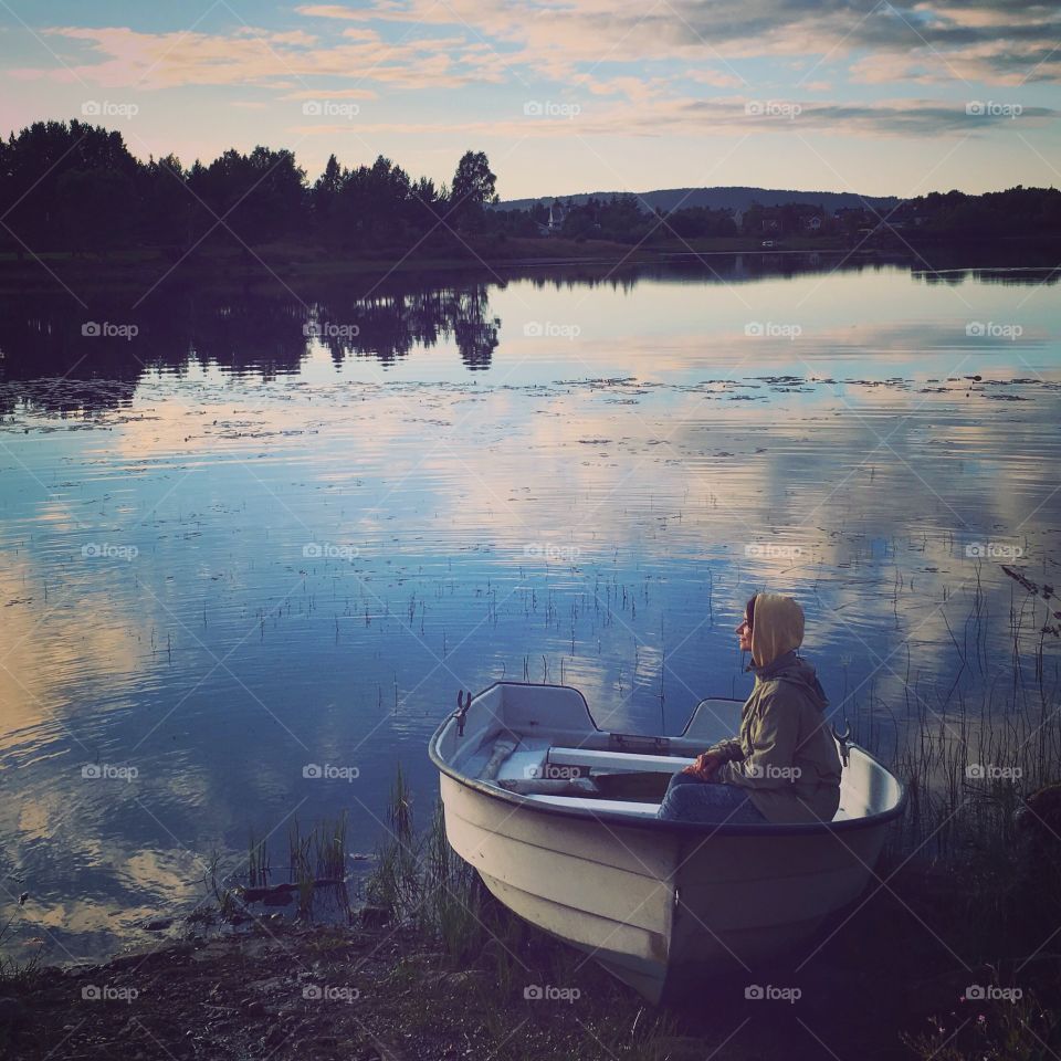 Water, Lake, Rowboat, Reflection, No Person