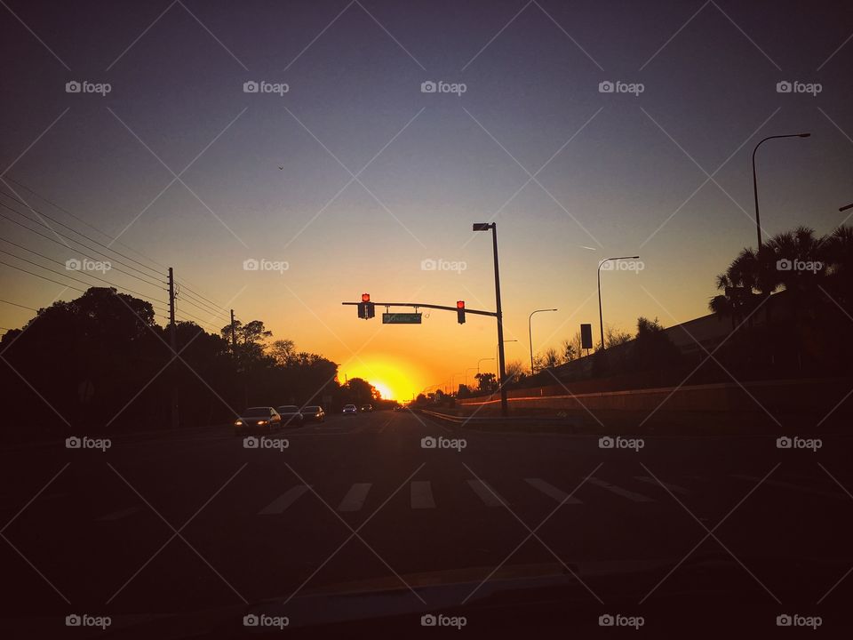 Driving with the sun setting in front of me 